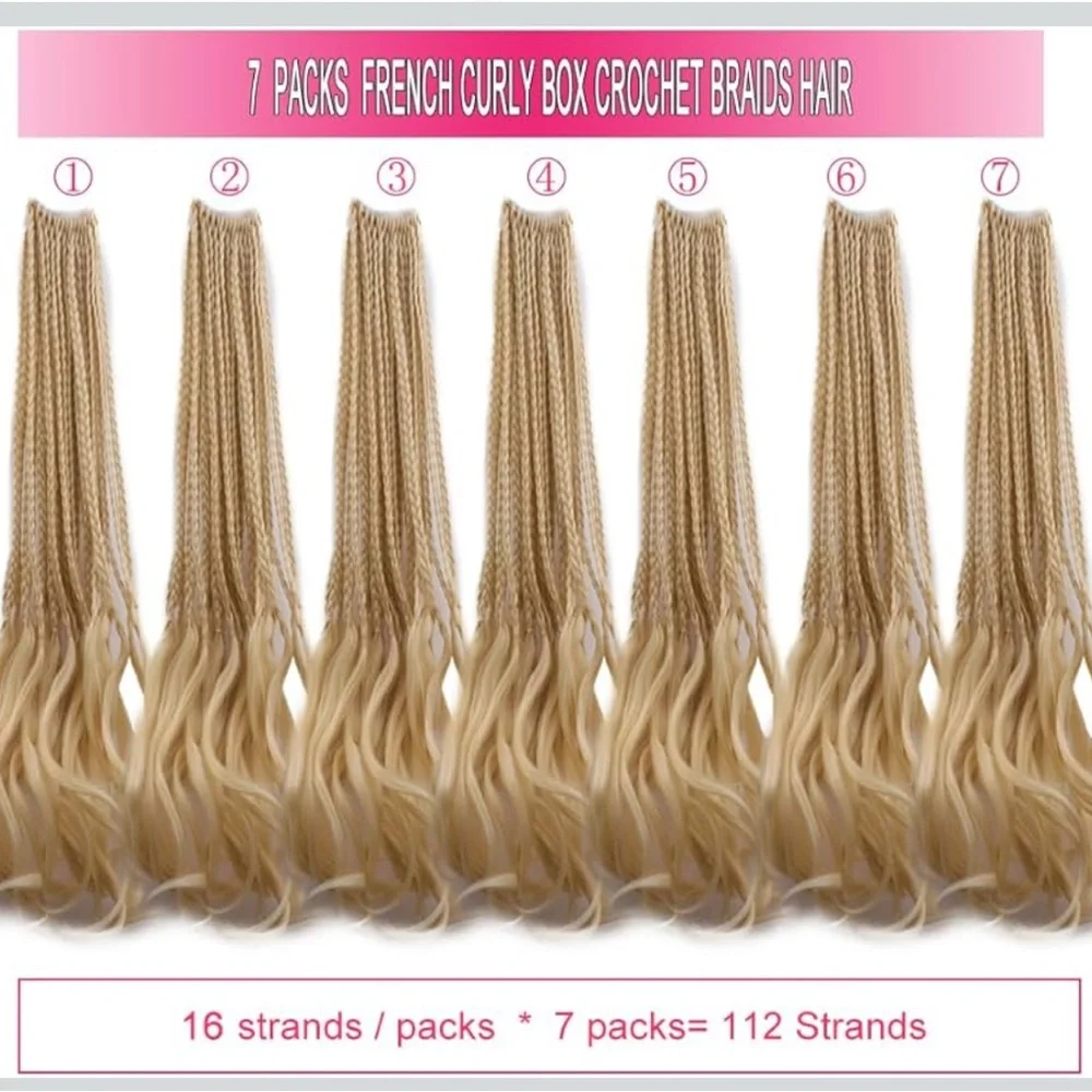 French Curl Goddess Crochet Box Pre Looped Braids / Extensions / Curly Ends #613